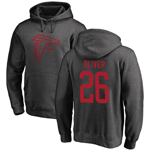 Atlanta Falcons Men Ash Isaiah Oliver One Color NFL Football #26 Pullover Hoodie Sweatshirts->nfl t-shirts->Sports Accessory